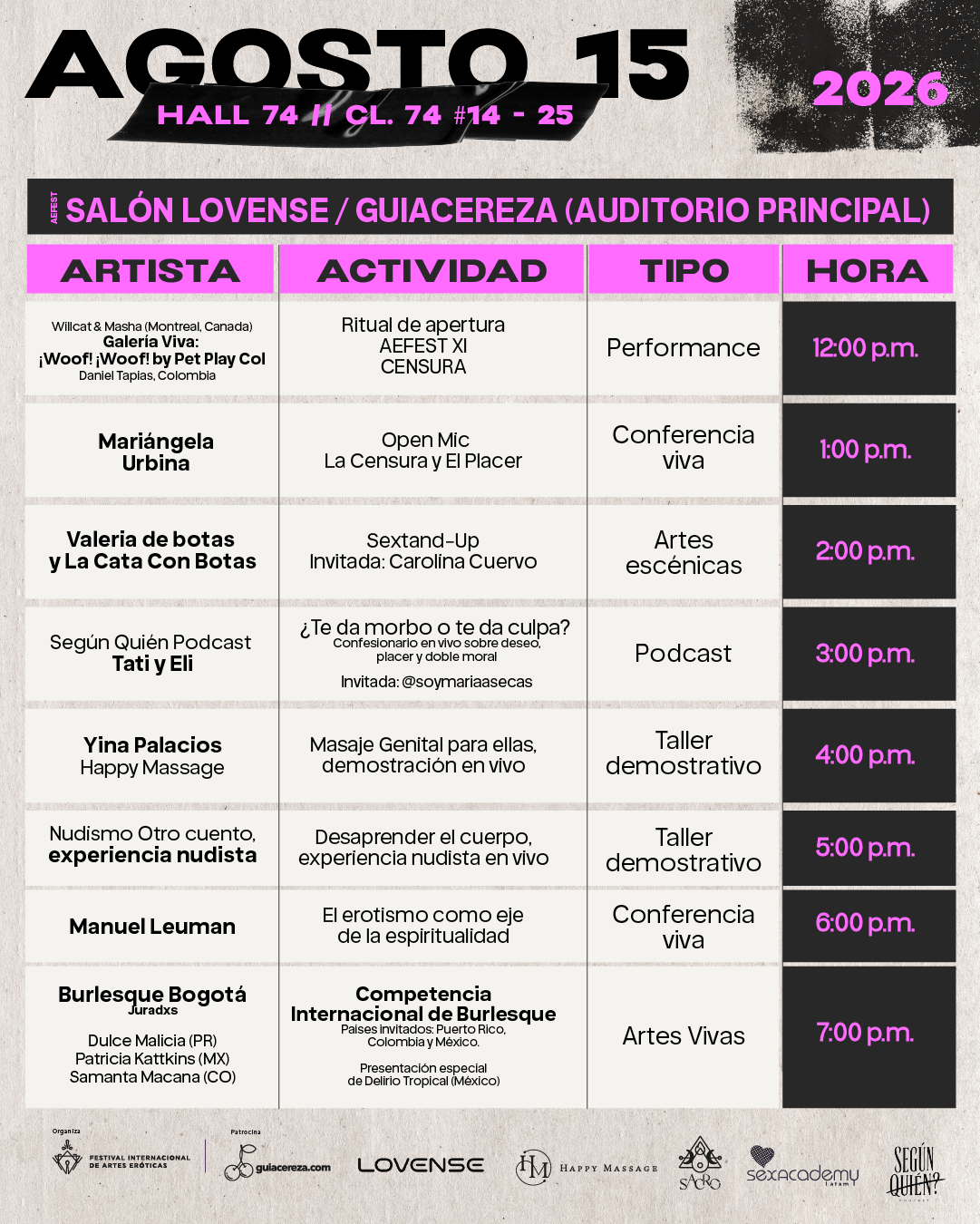 PROGRAMACIÓN AEFEST - AGOSTO 15 — imagen 1