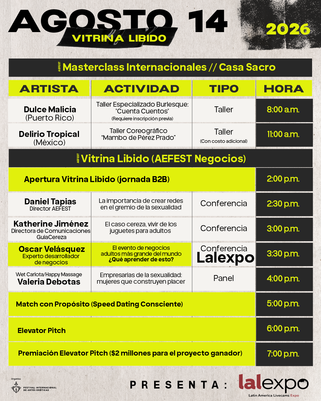PROGRAMACIÓN AEFEST - AGOSTO 14 — imagen 1