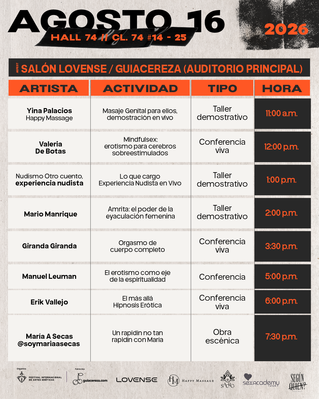 PROGRAMACIÓN AEFEST - AGOSTO 16 — imagen 1