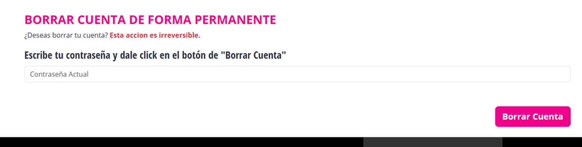 Borrar cuenta