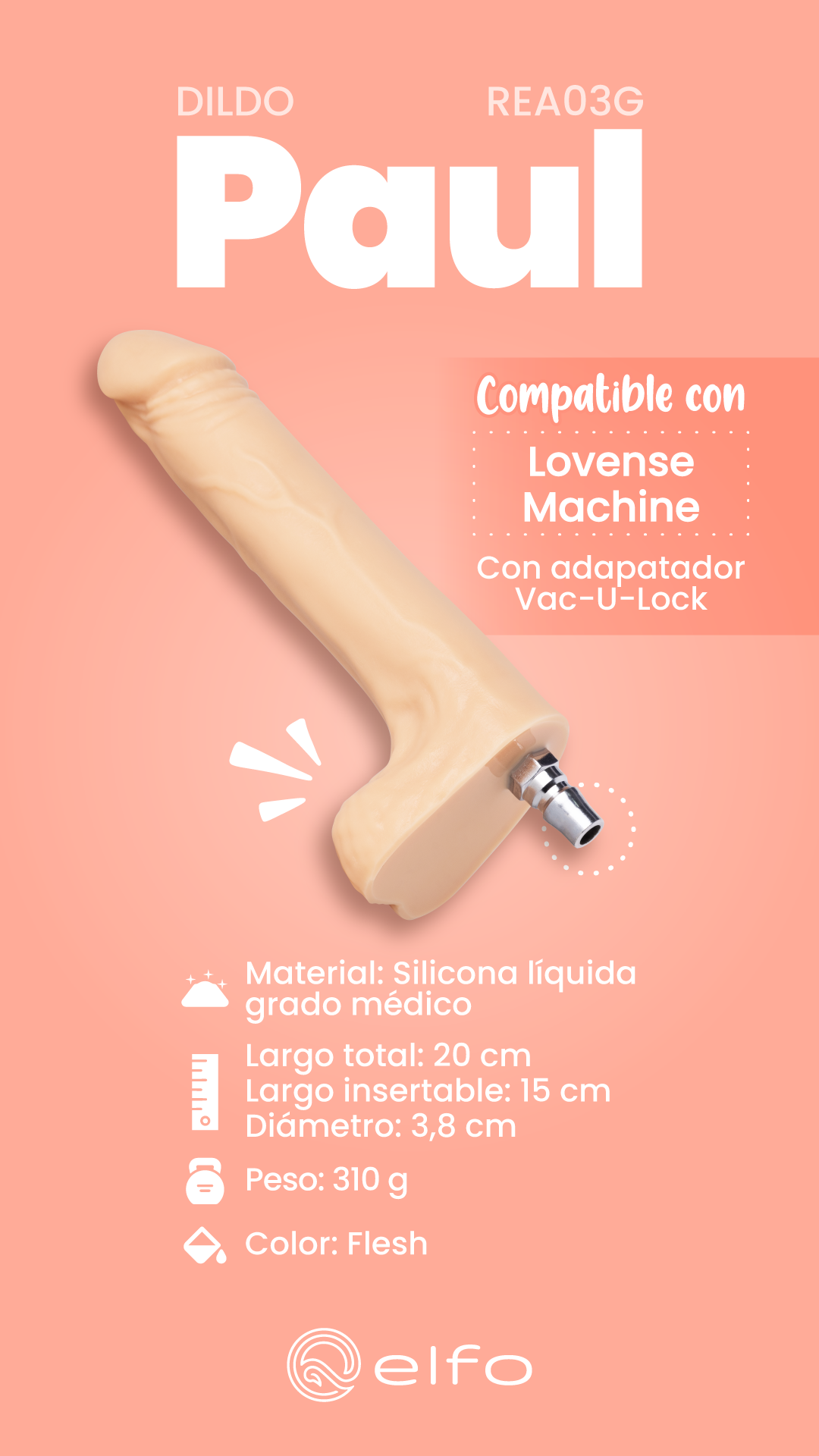 Dildo Paul Flesh Compatible Con Lovense Machine