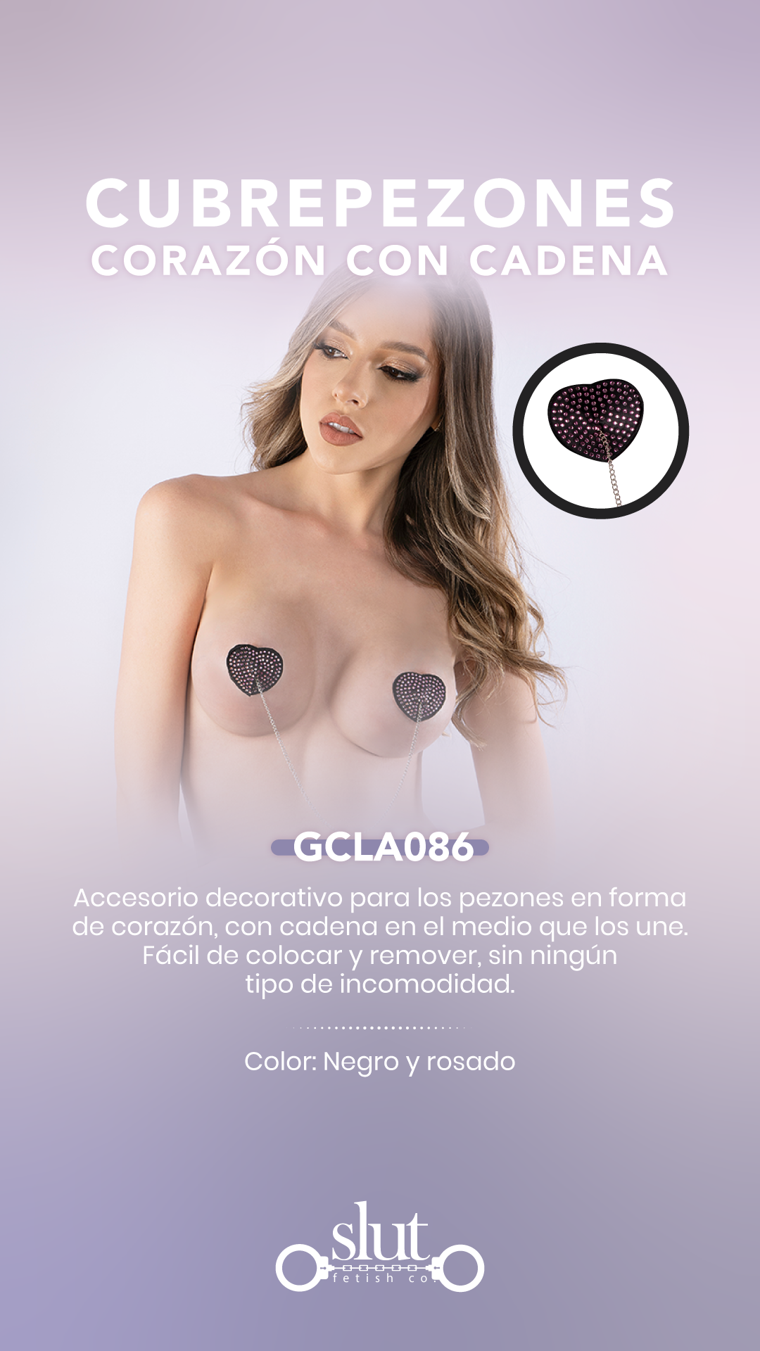 Cubrepezones Corazón Con Cadena