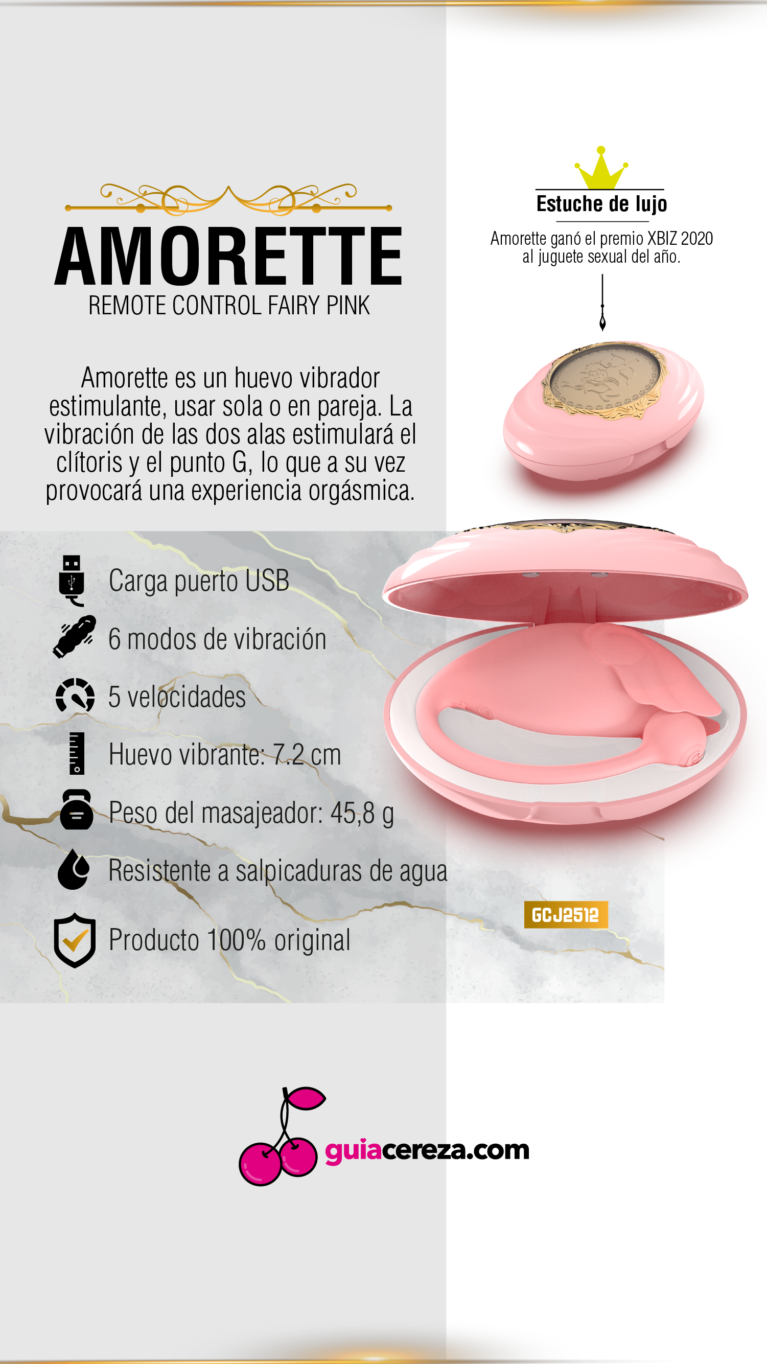 Vibrador de Lujo Amorette Fairy Pink a Control Remoto by ZALO