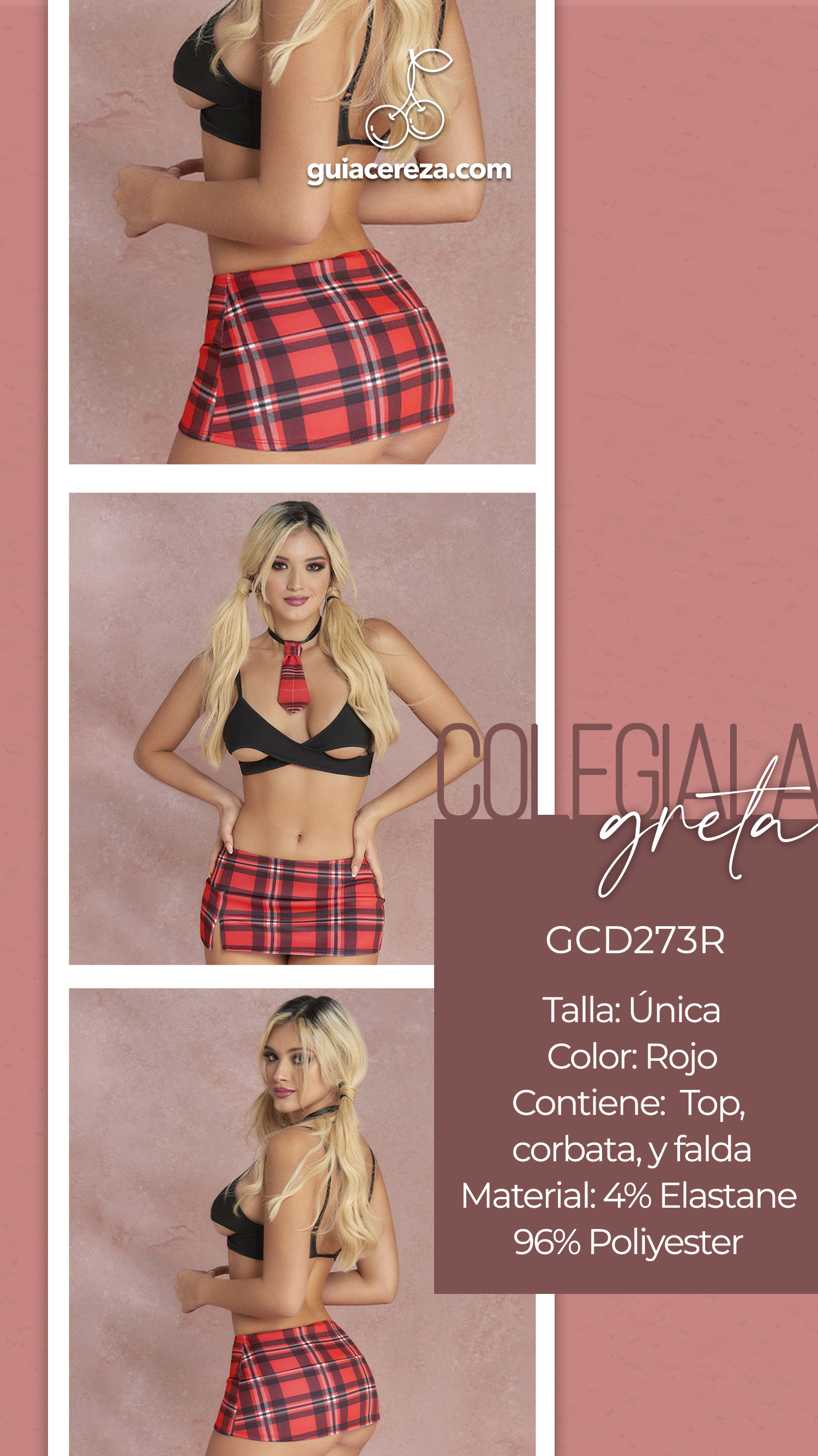 Disfraz Colegiala Greta Red