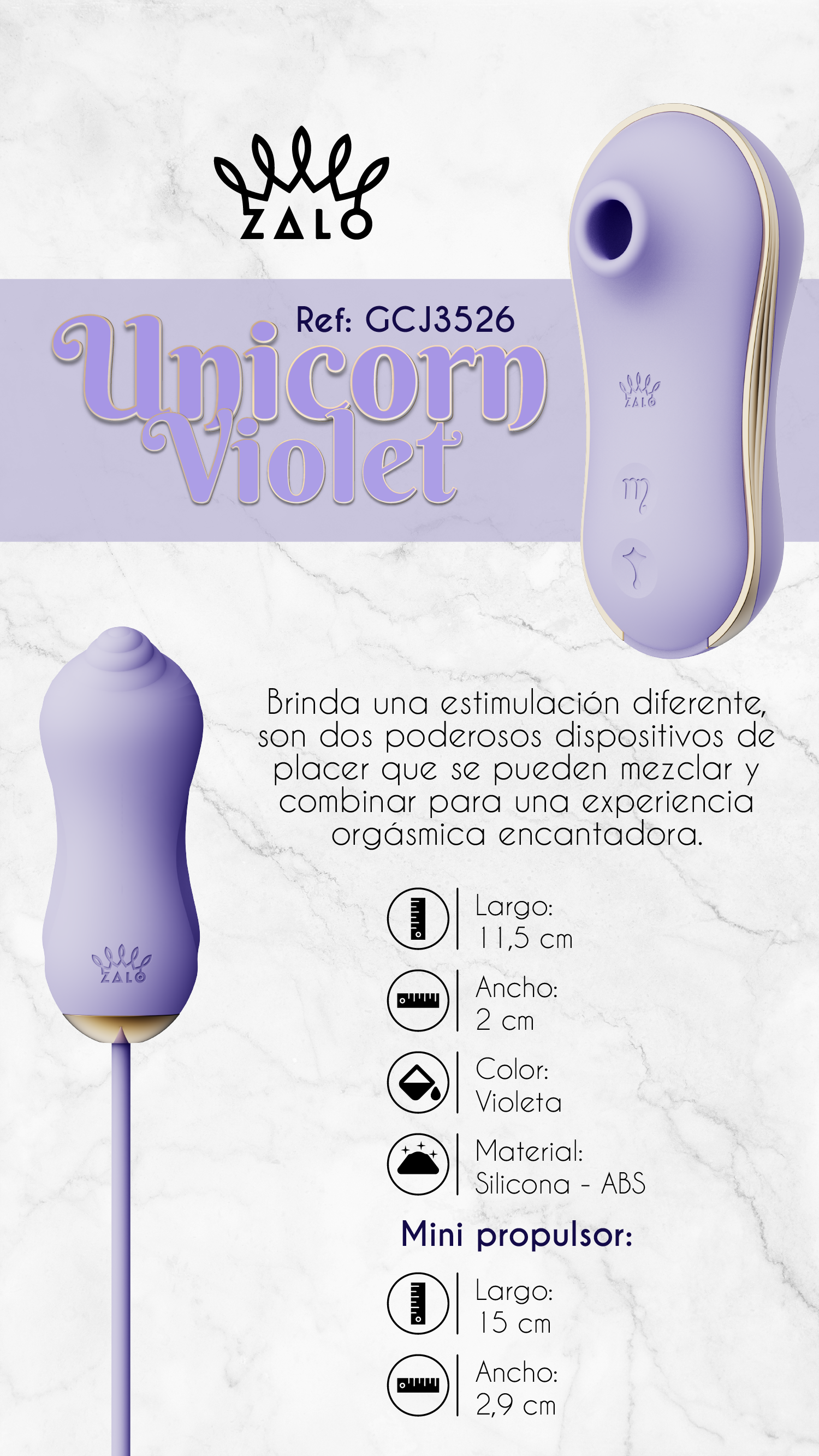 Set Vibrador de Lujo de 2 Piezas Unicorn Violet