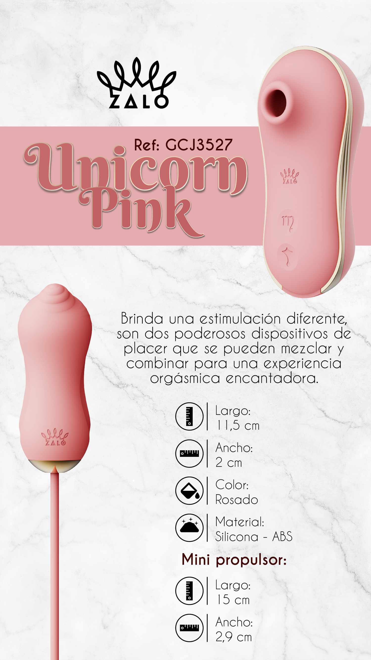 Set Vibrador de Lujo de 3 Piezas Unicorn Pink