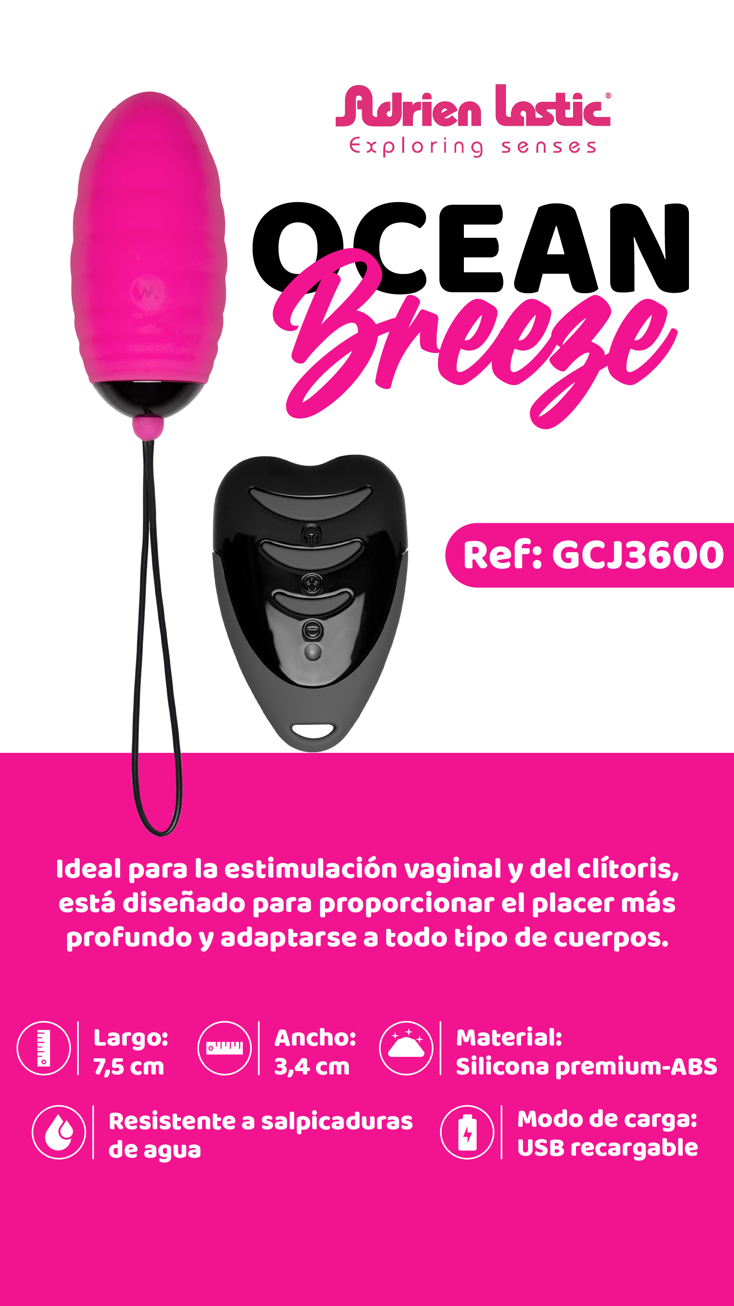 Huevo Vibrador Ocean Breeze 2.0 a Control Remoto