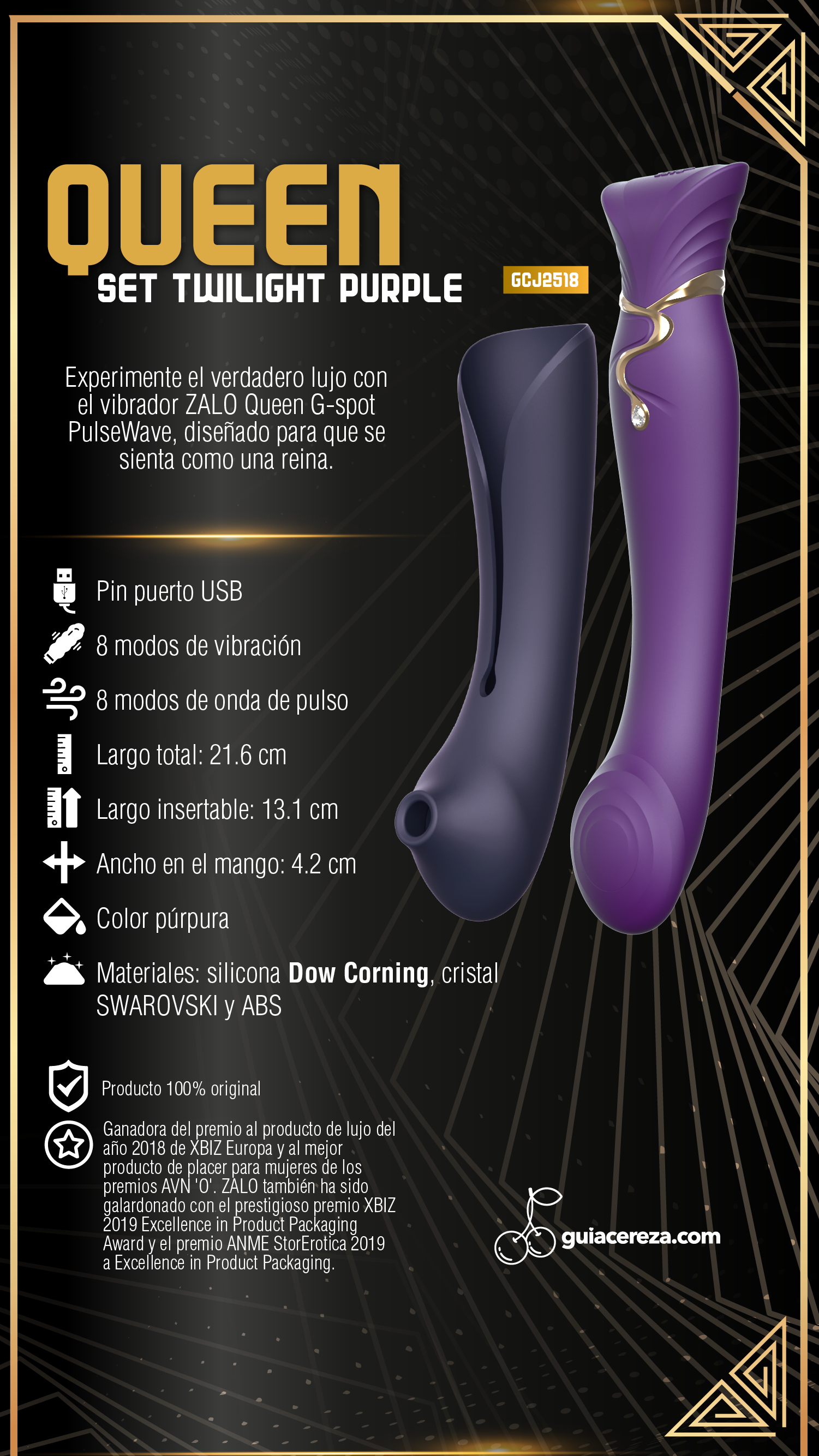 Set Vibrador de Lujo Queen Twilight Purple Controlado por APP Bluetooth by ZALO